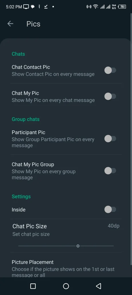 Chat Pic Customization