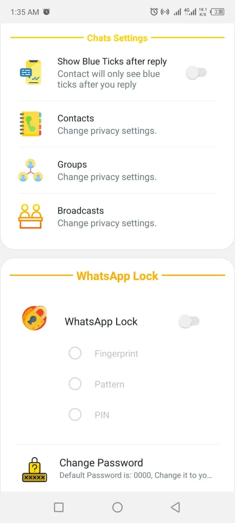 WhatsApp Red Chat Settings

