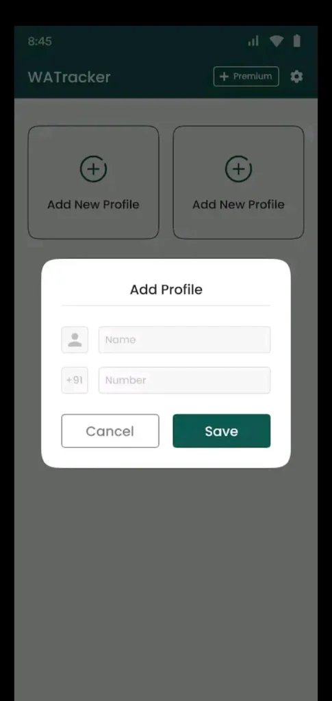 Add Profile enter the number and name of the person you want to track