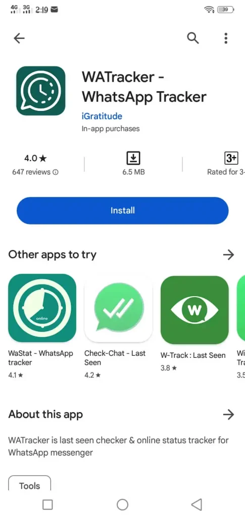 Install WATracker from the Play Store for free