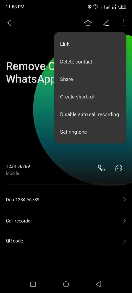 Remove contact from the WhatsApp